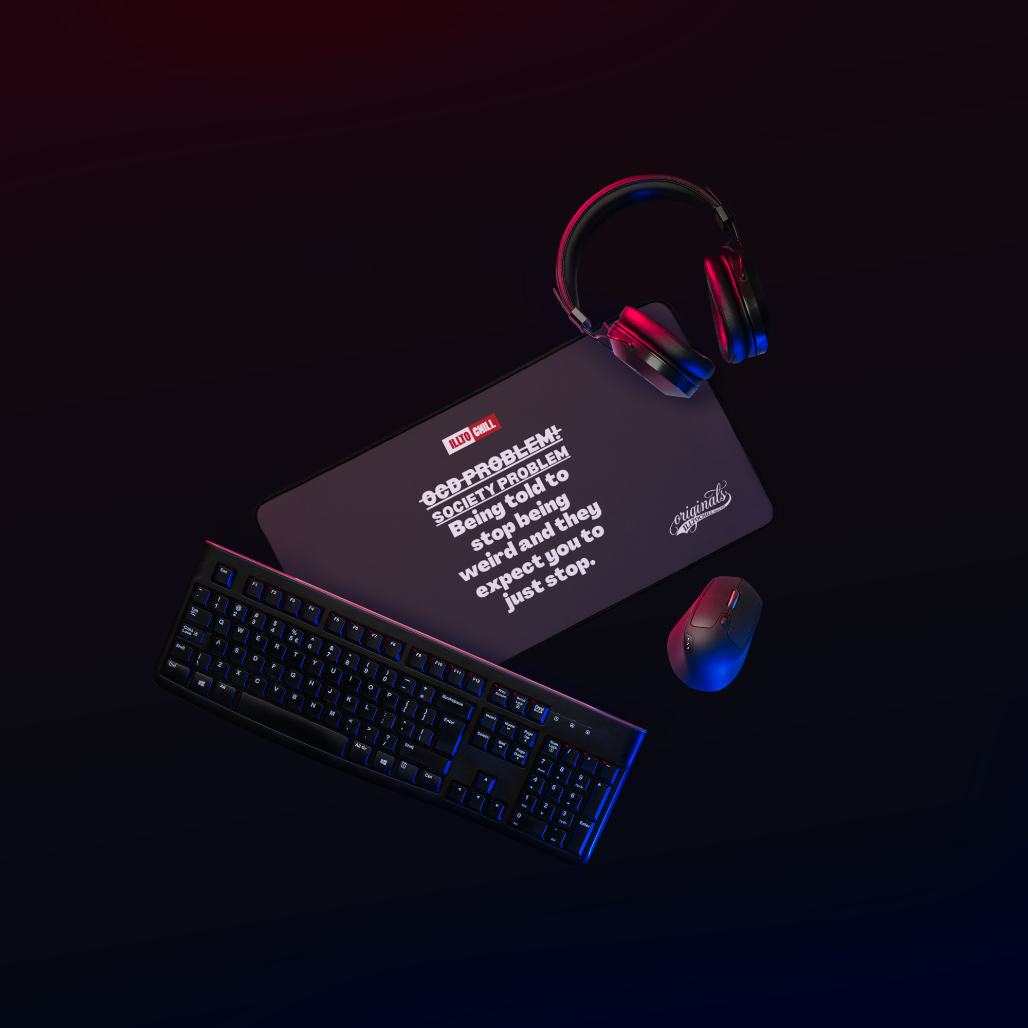 OCD at the Desk: Neurodivergent Pride Desk Mat for Every Intrusive Thinker | ILLTOCHILL