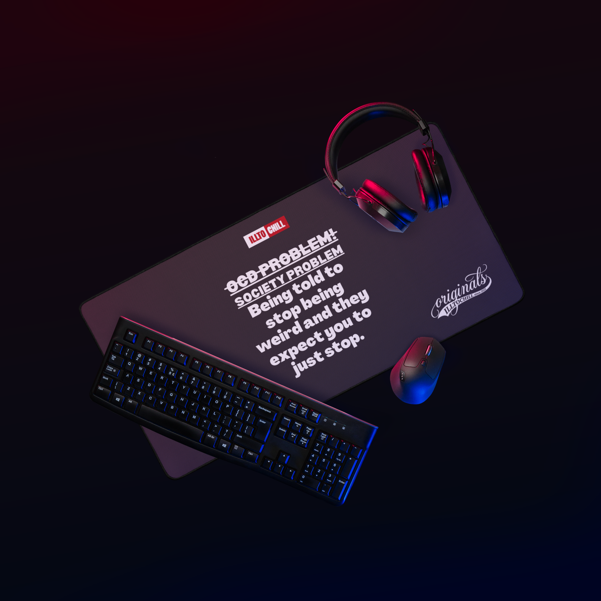 OCD at the Desk: Neurodivergent Pride Desk Mat for Every Intrusive Thinker | ILLTOCHILL