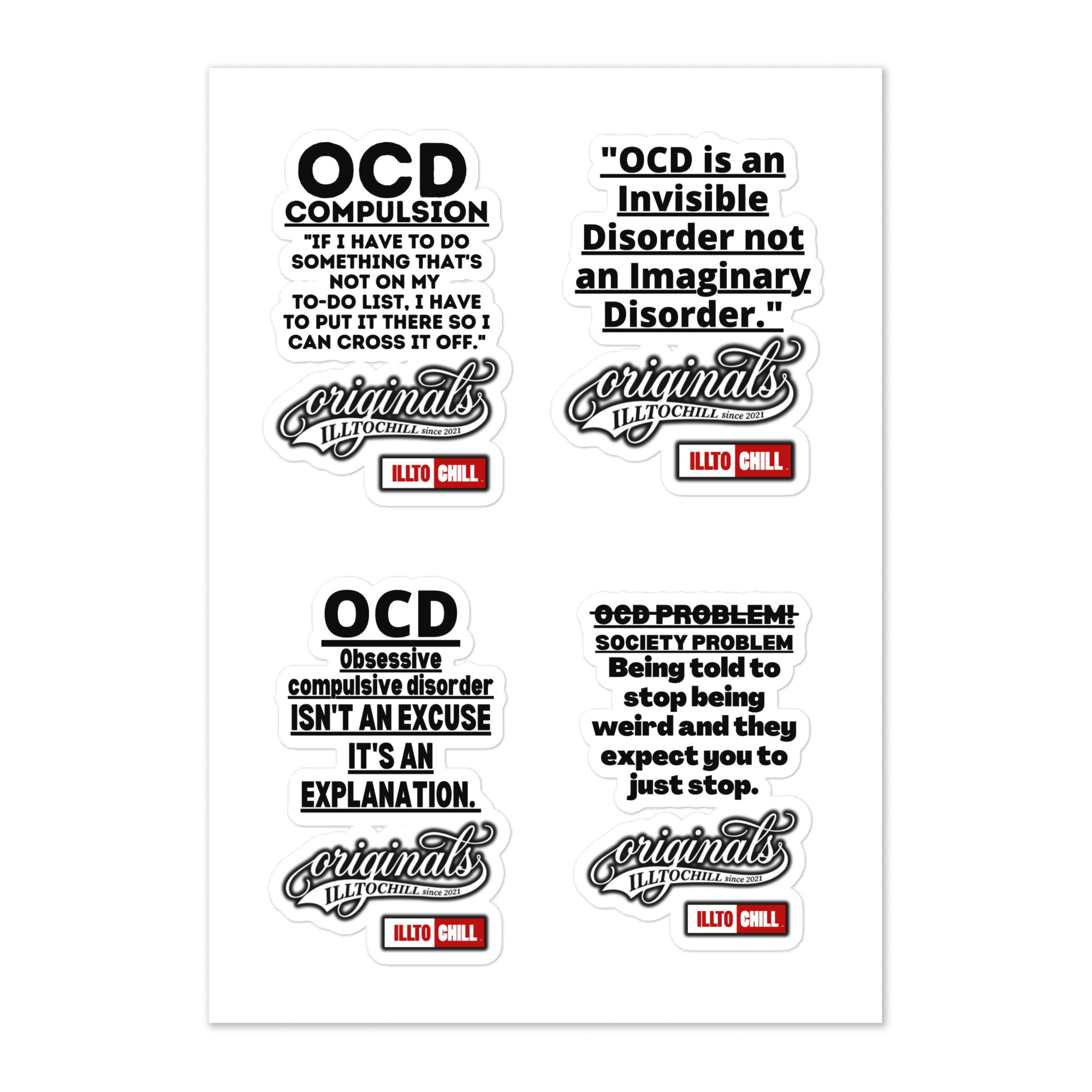 OCD Represented: Sticker Sheet for Every Intrusive Thinker in the Community | ILLTOCHILL