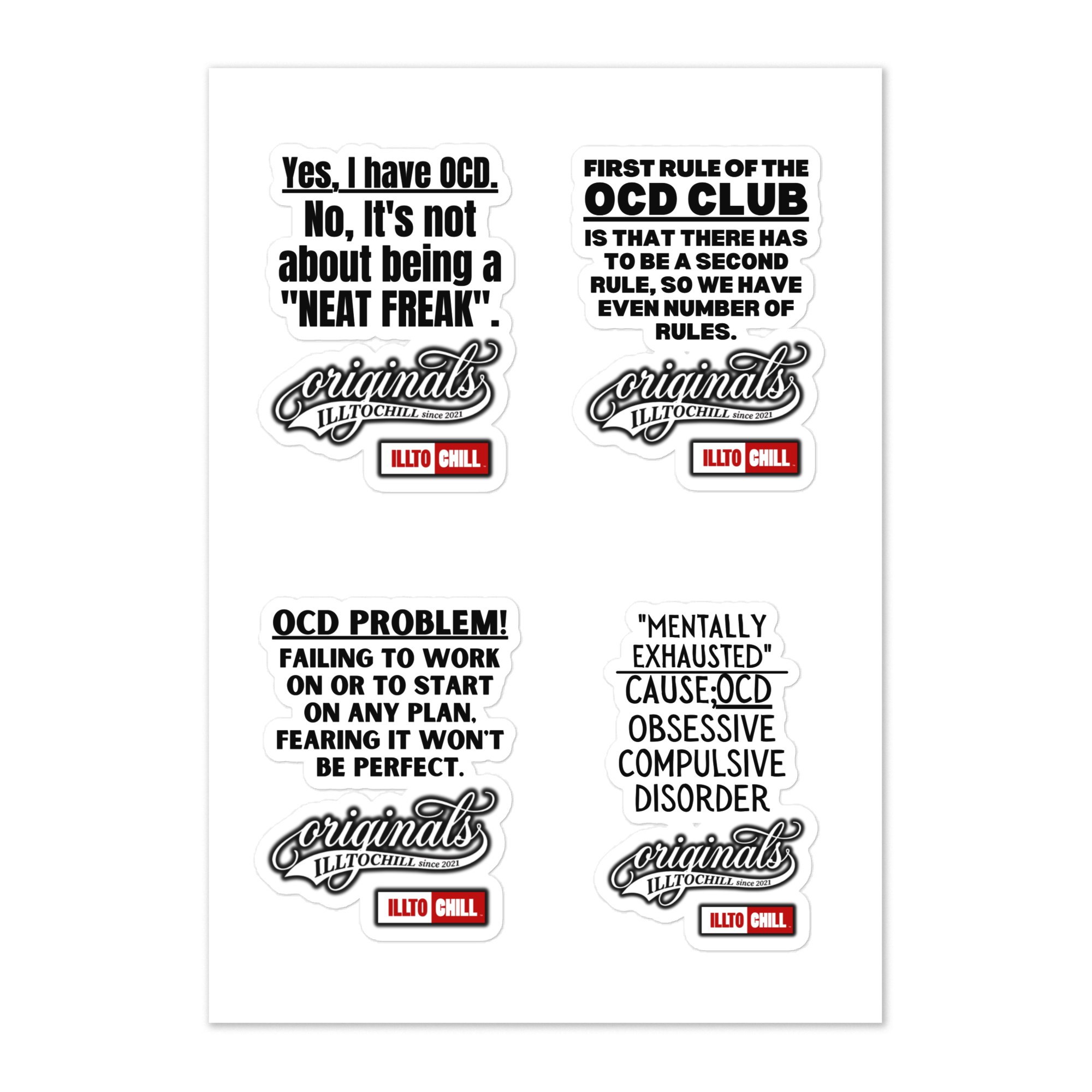 OCD Stuck On It: Sticker Sheet for Every Intrusive Thinker Who Claims Their Space | ILLTOCHILL