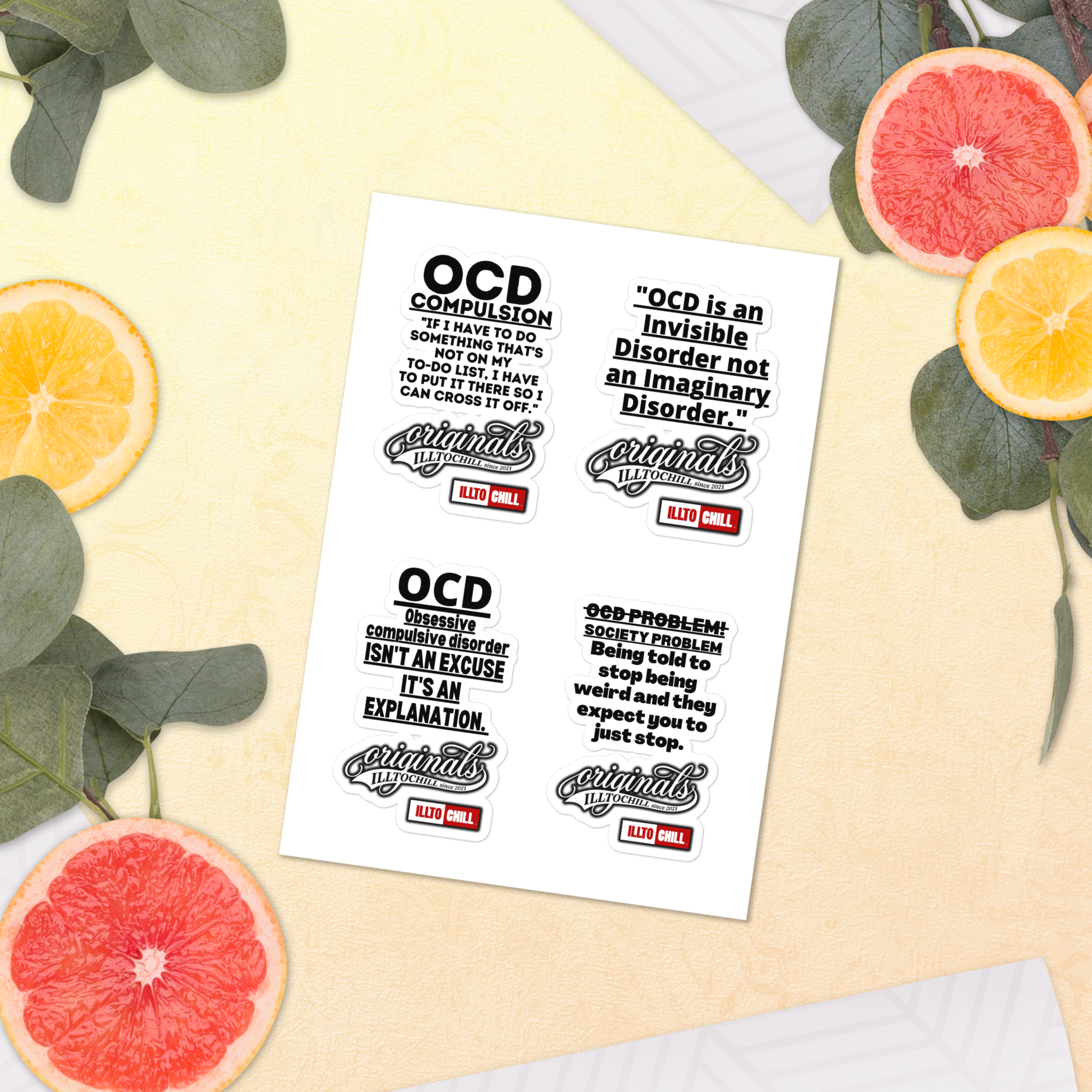 OCD Represented: Sticker Sheet for Every Intrusive Thinker in the Community | ILLTOCHILL