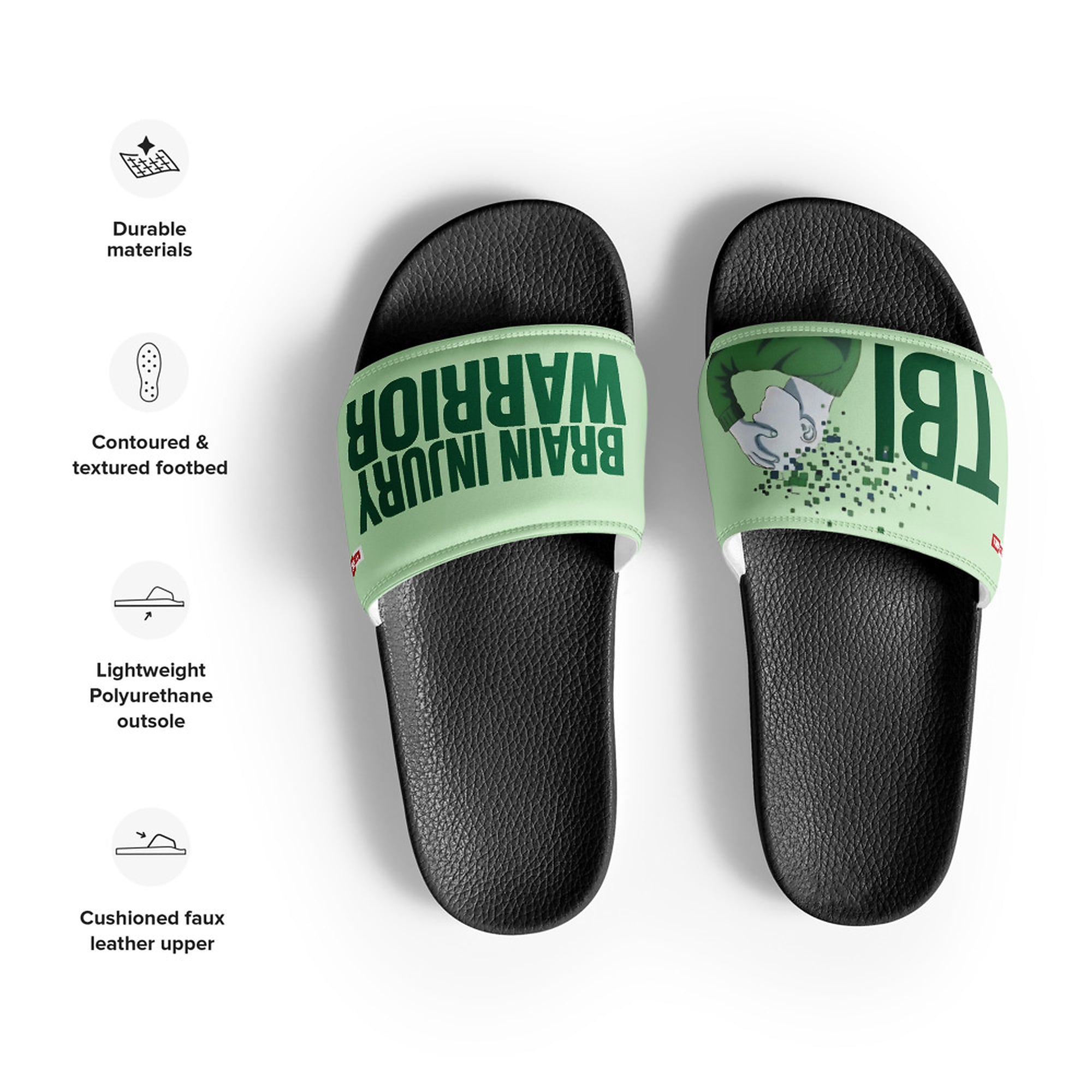 Slow Brain Strong Mind TBI Men Slides ILLTOCHILL Comfort Footwear