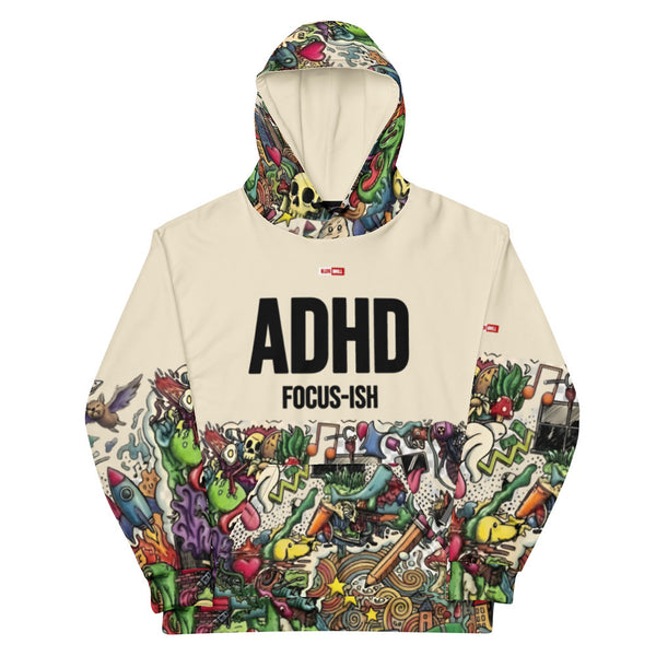ILLTOCHILL ADHD awareness Attention Deficit Hyperactivity Disorder heavyweight Unisex Hoodie – Flat Front (Black)