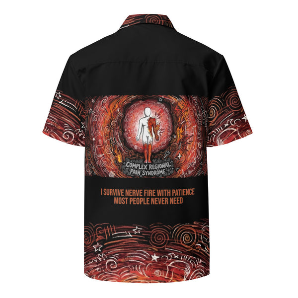 ILLTOCHILL CRPS awareness Complex Regional Pain Syndrome support Unisex button shirt – Ghost Back (Black)