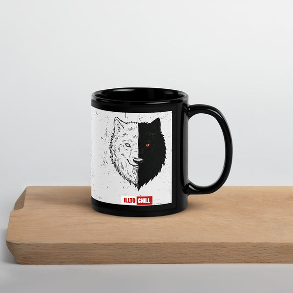 ILLTOCHILL Bipolar disorder gift Black Glossy Mug – Lifestyle 3 Handle on Right