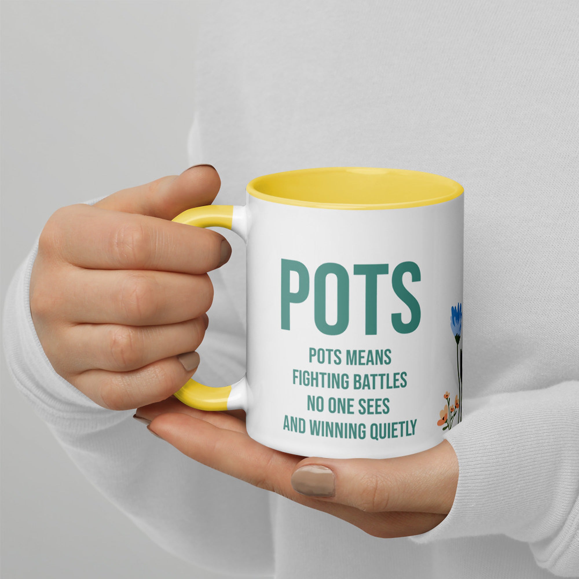 ILLTOCHILL POTS awareness gift Mug with Color Inside – Lifestyle 4 Left