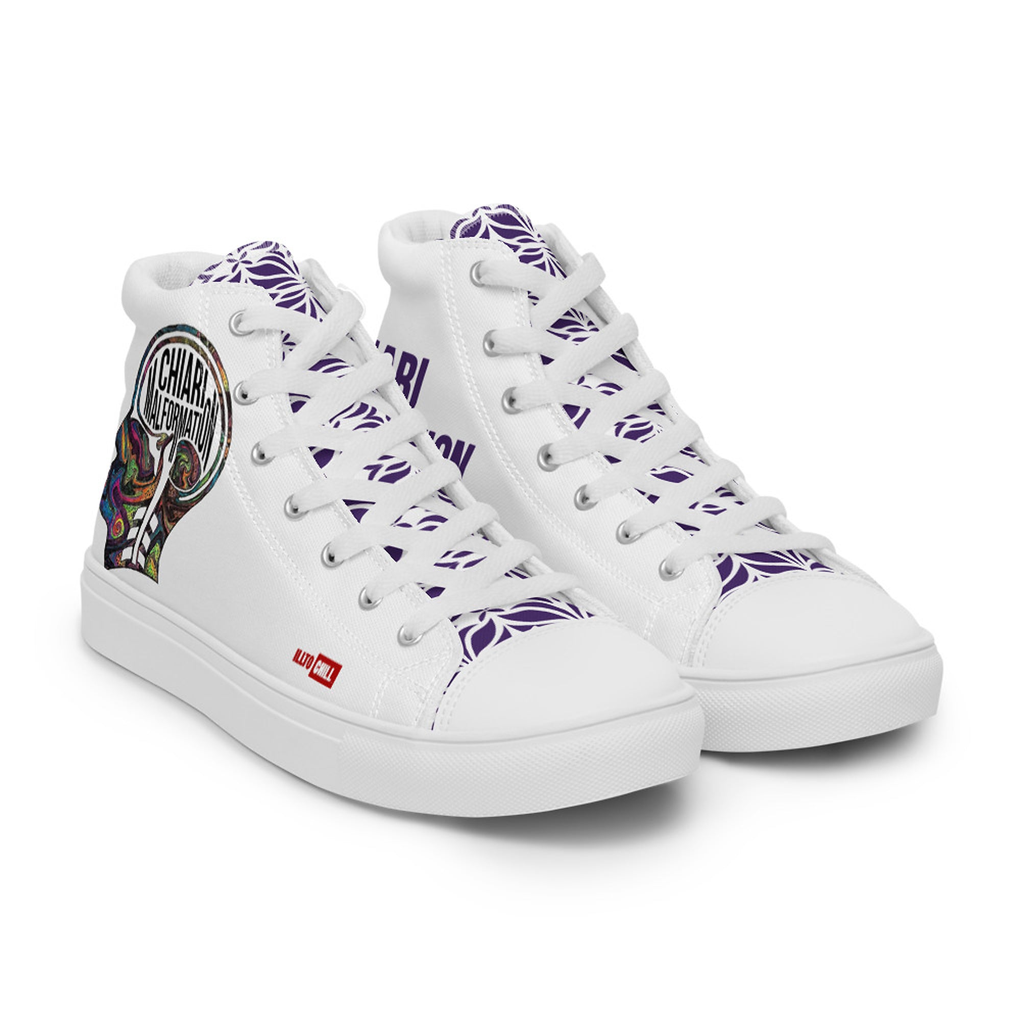 ILLTOCHILL CM Chiari Malformation awareness gift men’s high top canvas shoes – Flat Right Front