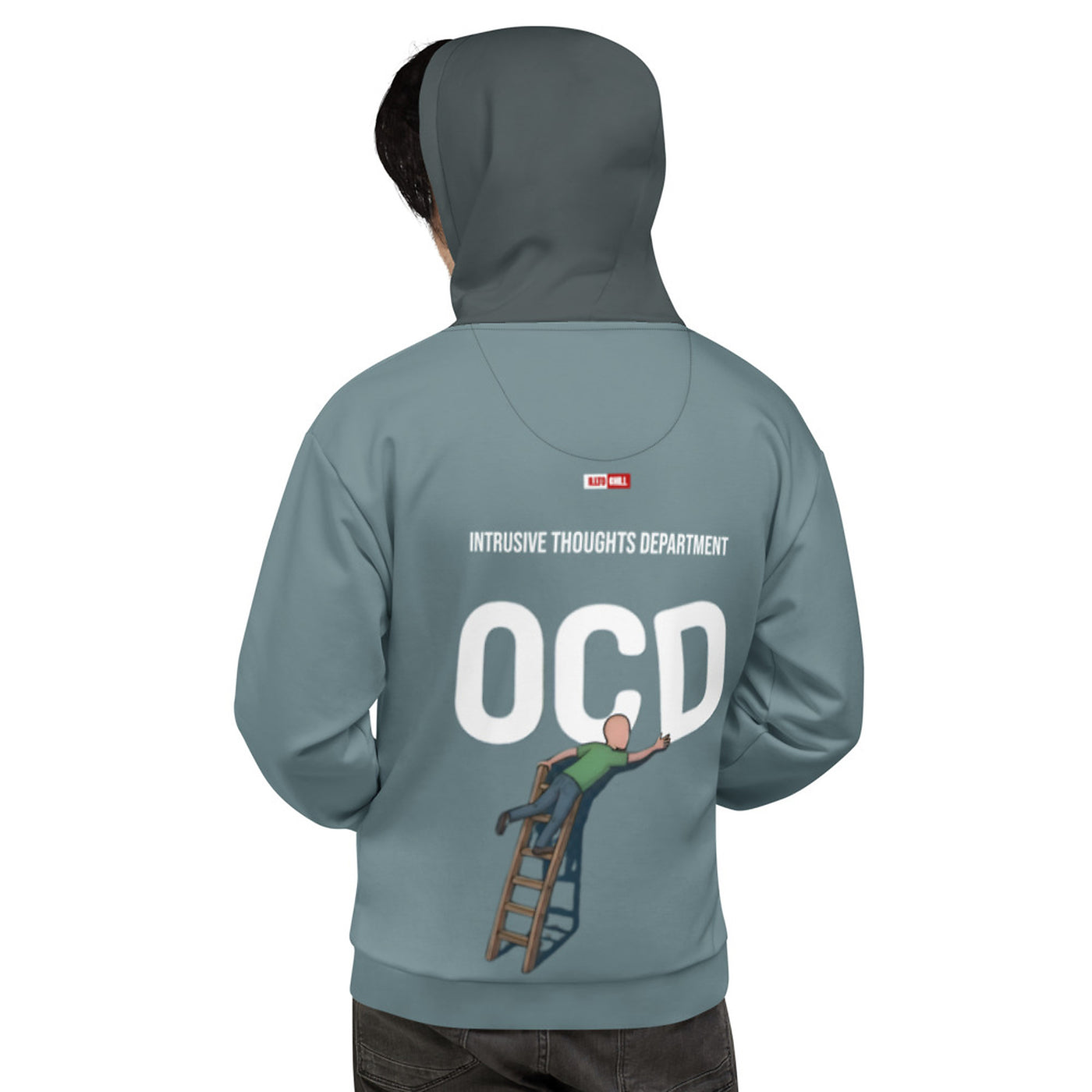 ILLTOCHILL ILLOCHILL OCD awareness Obsessive-Compulsive Disorder gift heavyweight Unisex Hoodie – Men's Back (Black)