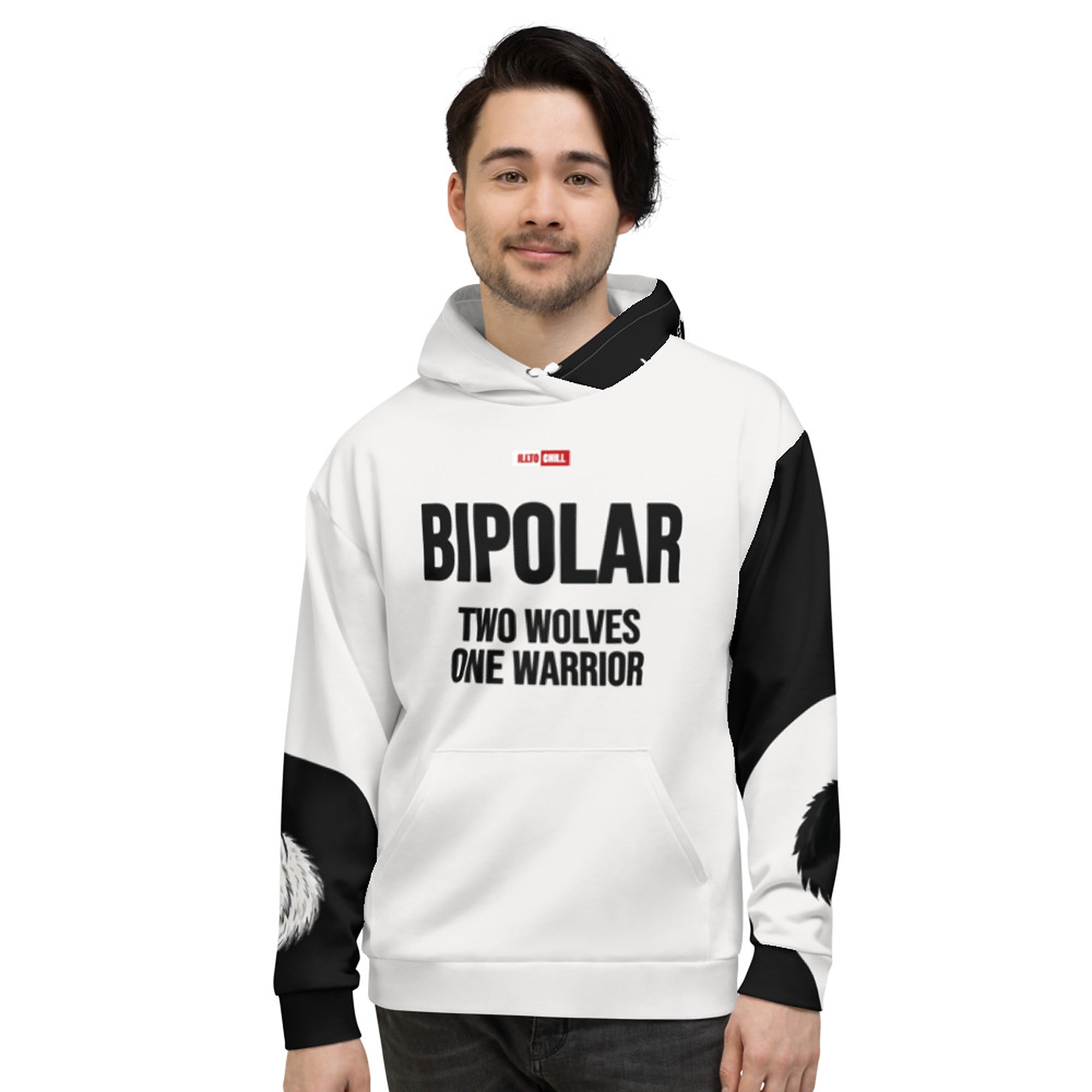 ILLTOCHILL Bipolar disorder gift heavyweight Unisex hoodie – Men's Front (White)
