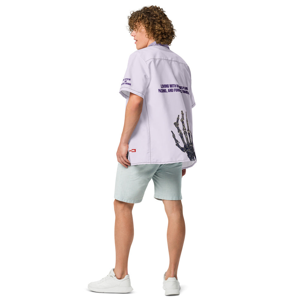 ILLTOCHILL RA awareness Rheumatoid Arthritis support Unisex button shirt – Men's Back (Black)