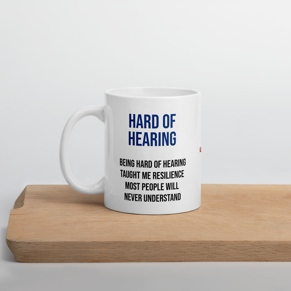 ILLTOCHILL Hard of hearing support gift for hearing impaired White glossy mug – Environment Cutting board