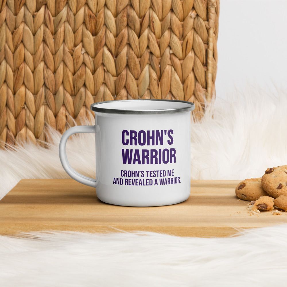 ILLTOCHILL Crohn's disease awareness and support gift Enamel Mug – Lifestyle 4 Left