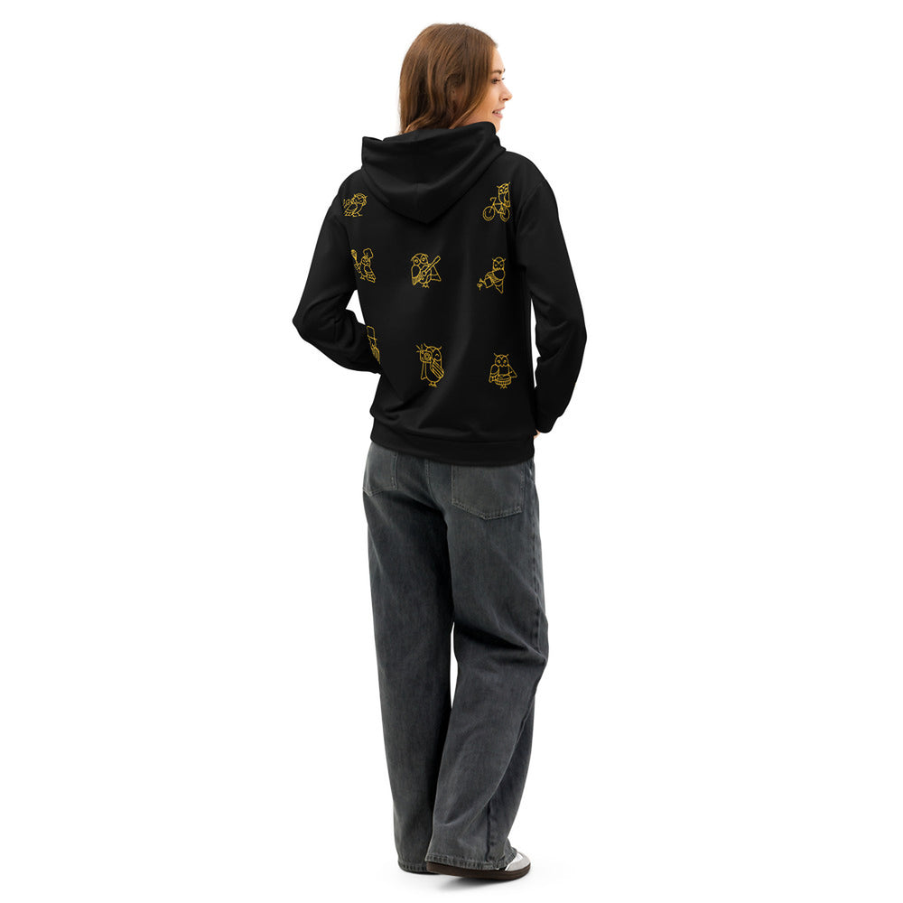 ILLTOCHILL Insomnia Night Owl Unisex Cotton Hoodie – Women's Back (Black)