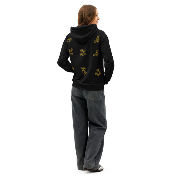 ILLTOCHILL Insomnia Night Owl Unisex Cotton Hoodie – Women's Back (Black)