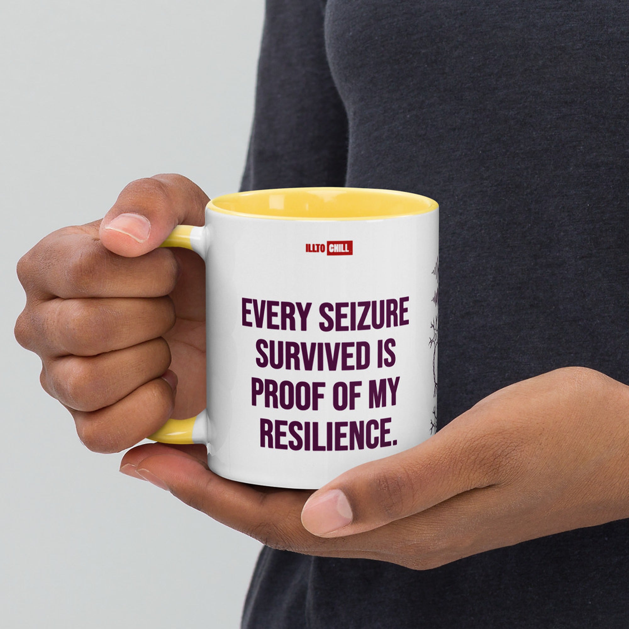 ILLTOCHILL Epilepsy awareness and support gift Mug with Color Inside – Lifestyle 3 Left