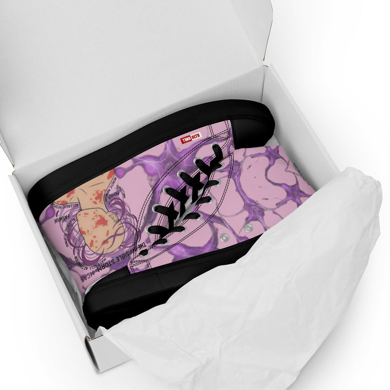 ILLTOCHILL MCAS Awareness Women's High Top Shoes – Flat 5 Front (Mcas Awareness Women's High Top Shoes)