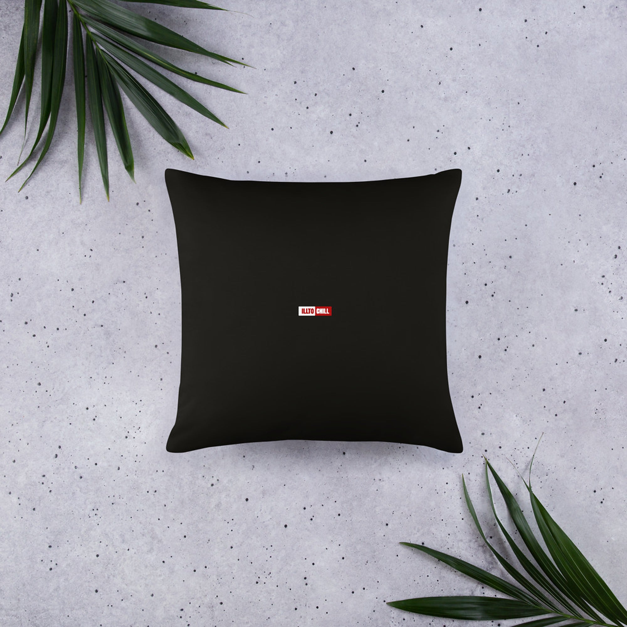 ILLTOCHILL Endometriosis Awareness Pillow – Flat Lifestyle Back (Black)