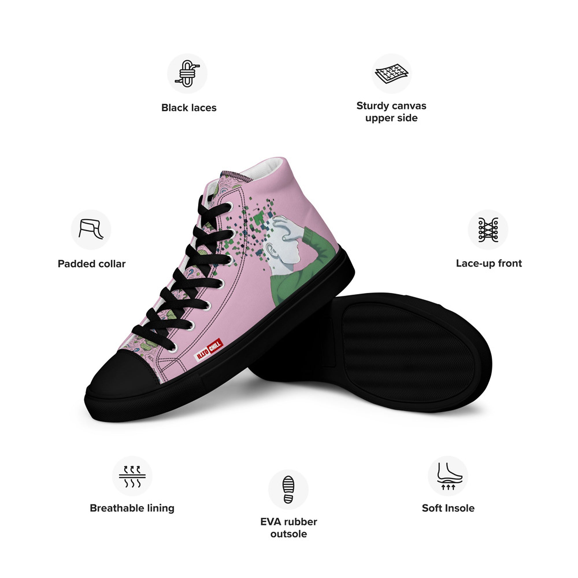 Reboot Brain Energy TBI Women's High Top Canvas Shoes ILLTOCHILL Bold Street Style