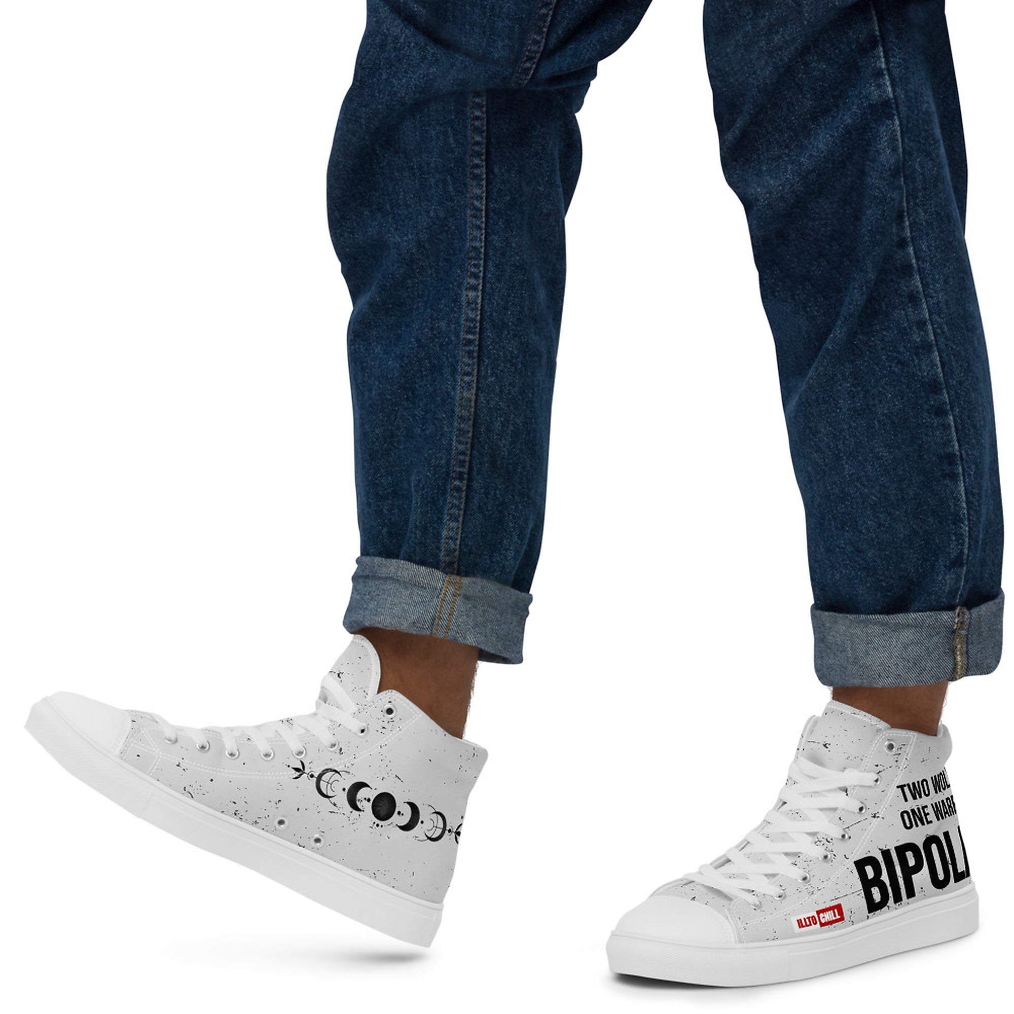 ILLTOCHILL Bipolar disorder gift Men’s high top canvas shoes – Men's Lifestyle Left