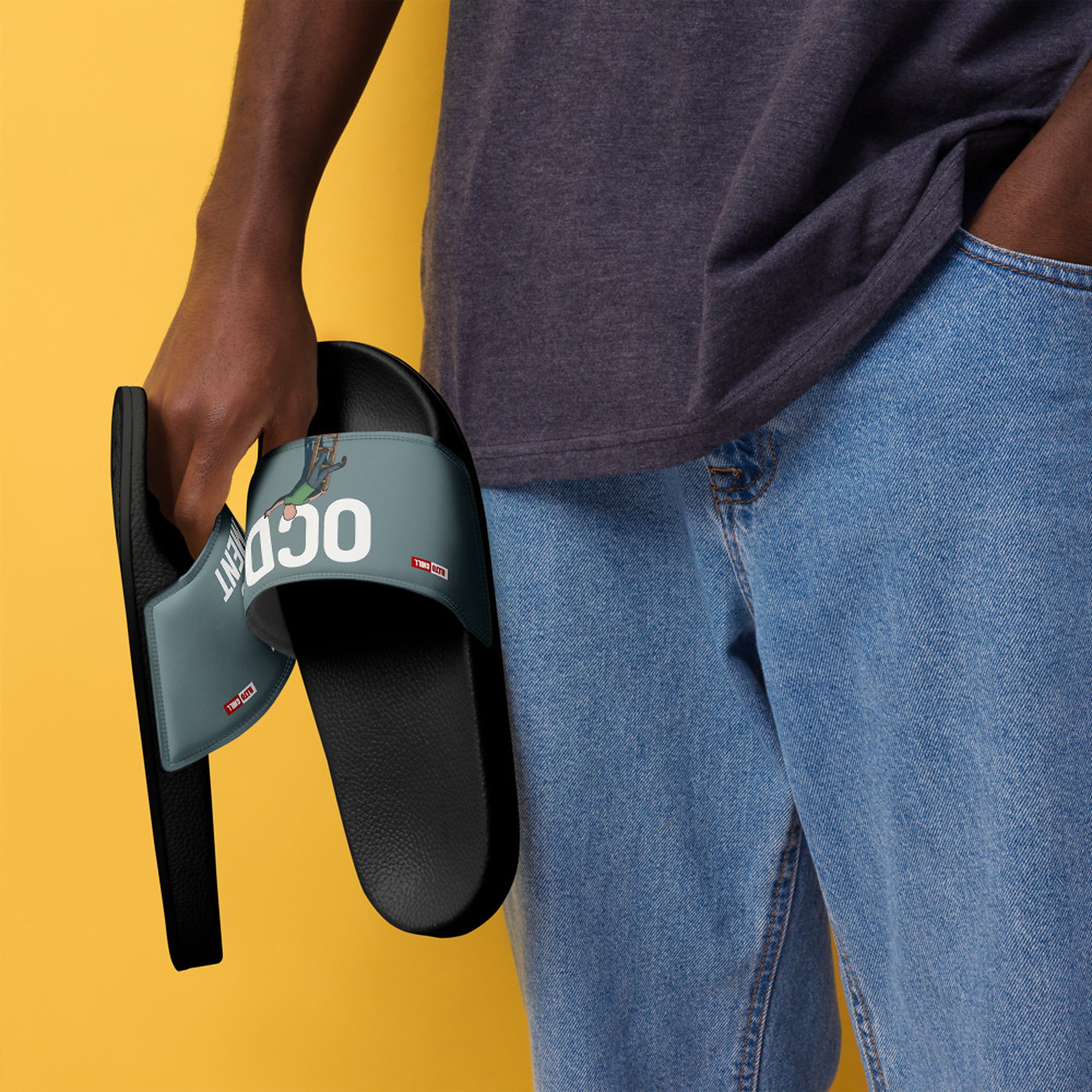 ILLTOCHILL OCD Awareness Men's Slides – Men's Lifestyle 3 Left Front (Ocd Awareness Men's Slides)