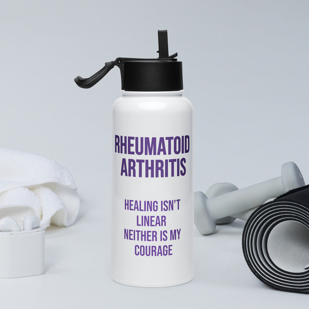 ILLTOCHILL RA awareness Rheumatoid Arthritis gift Stainless steel water bottle with a straw lid – Lifestyle 2 Right