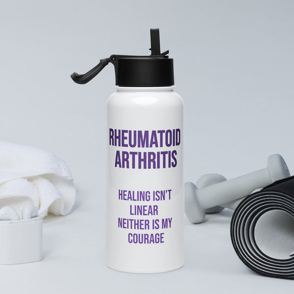 ILLTOCHILL RA awareness Rheumatoid Arthritis gift Stainless steel water bottle with a straw lid – Lifestyle 2 Right