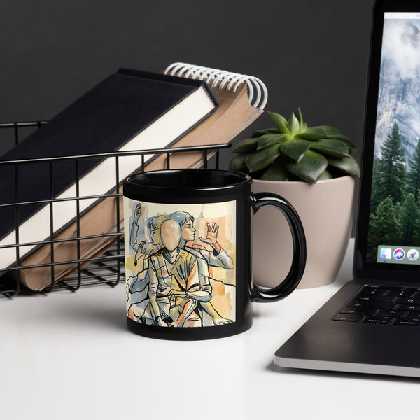 ILLTOCHILL Tourette syndrome awareness TS gift Black Glossy Mug – Lifestyle Handle on Right