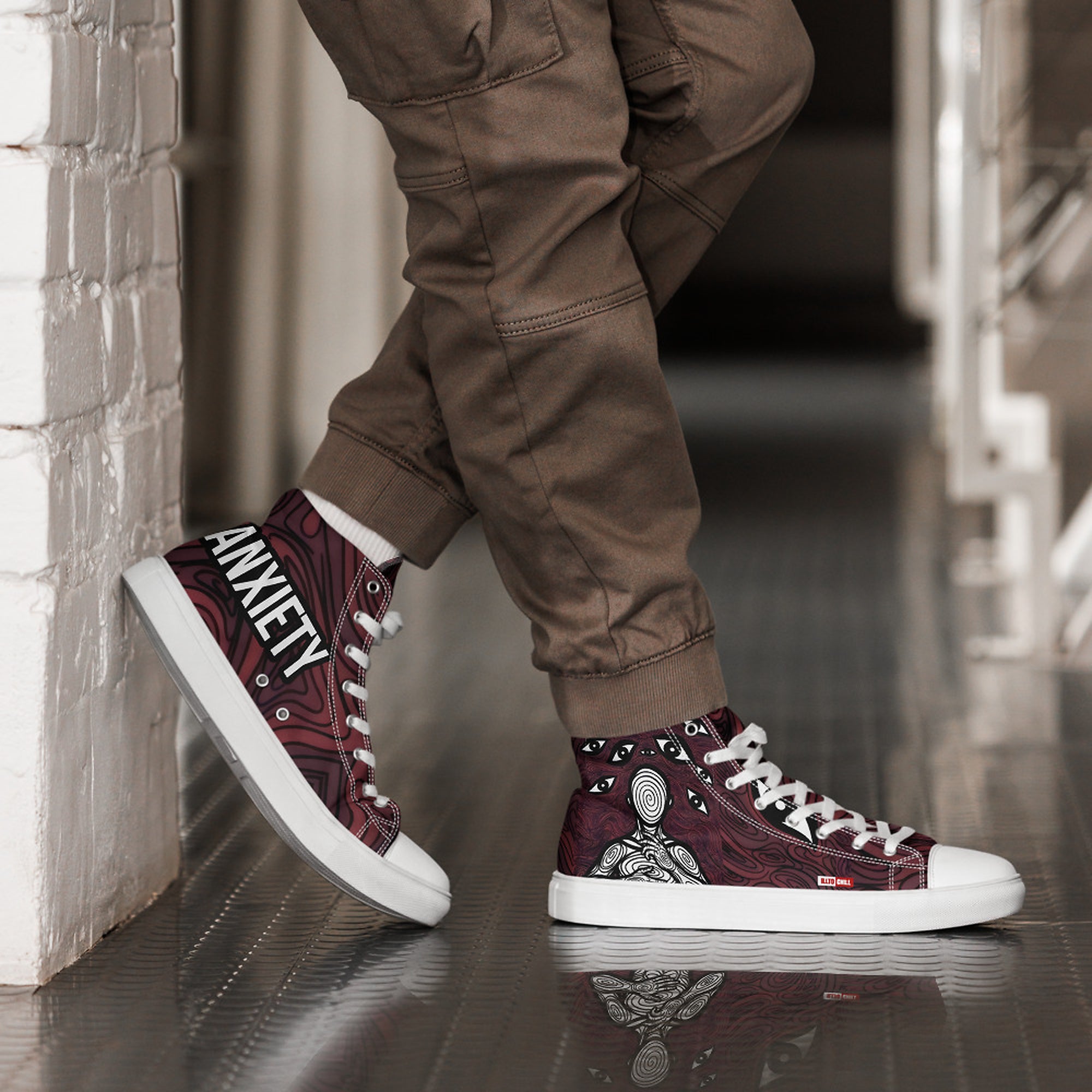 ILLTOCHILL Anxiety awareness gift Men’s high top canvas shoes – Men's Lifestyle 2 Right 2