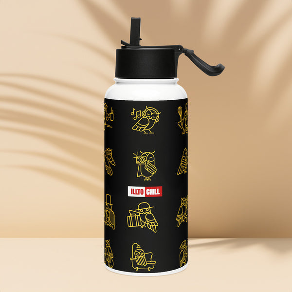 ILLTOCHILL Insomnia Night Owl Stainless steel water bottle with a straw lid – Lifestyle 4 Left