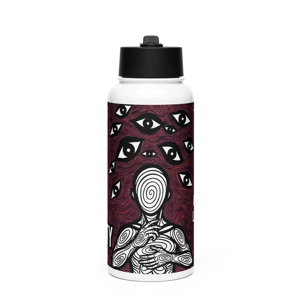 ILLTOCHILL Anxiety awareness gift Stainless steel water bottle with a straw lid – Flat Front