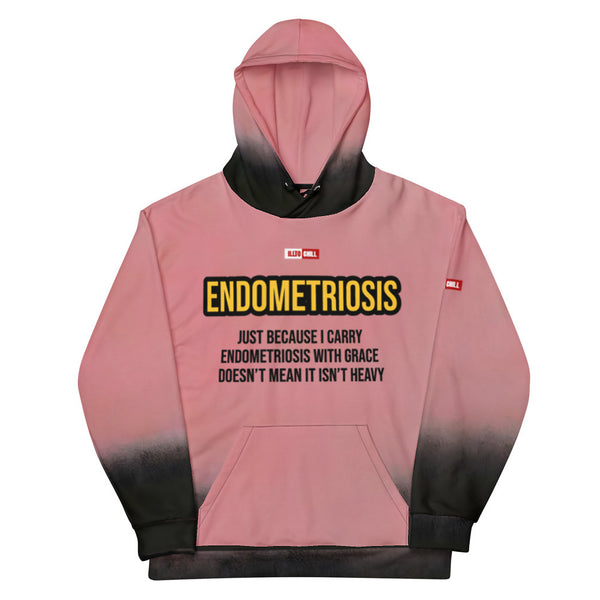 ILLTOCHILL Endometriosis awareness Endo warrior gift heavyweight unisex Hoodie – Flat Front (Black)