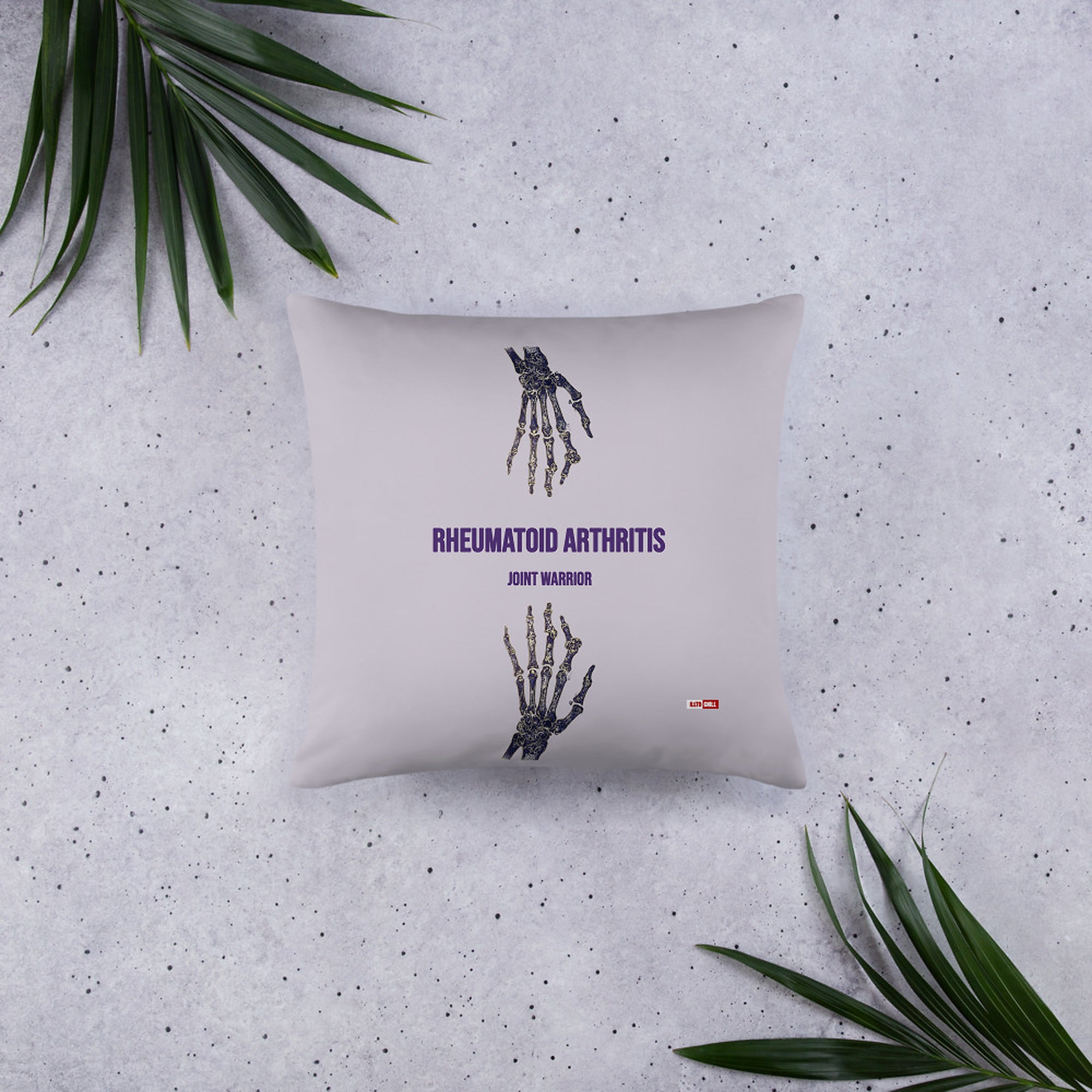 ILLTOCHILL RA awareness Rheumatoid Arthritis support gift Pillow – Flat Lifestyle Front (Black)