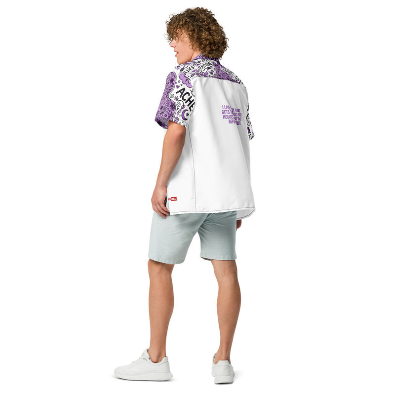 ILLTOCHILL Fibromyalgia awareness Unisex button shirt – Men's Back (Black)