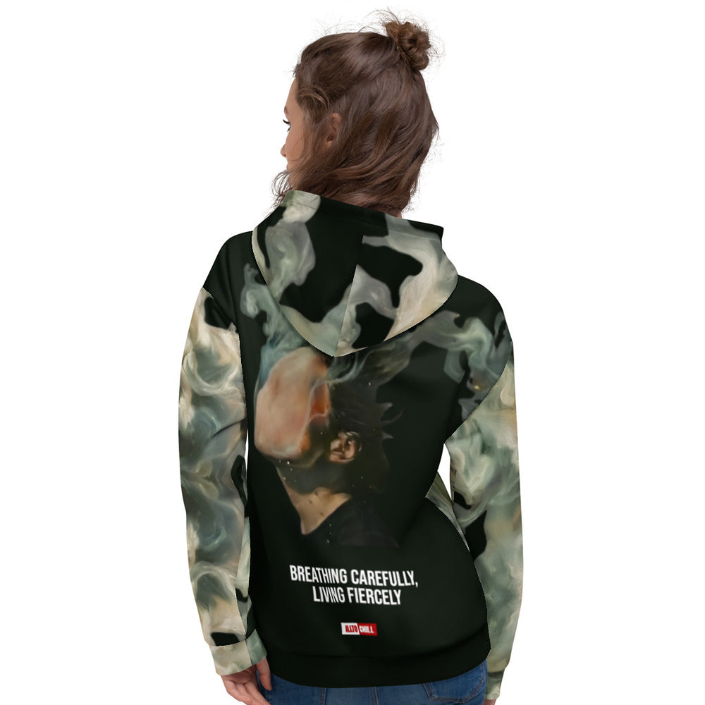 ILLTOCHILL Asthma awareness and support gift heavyweight unisex Hoodie – Women's Back (Black)