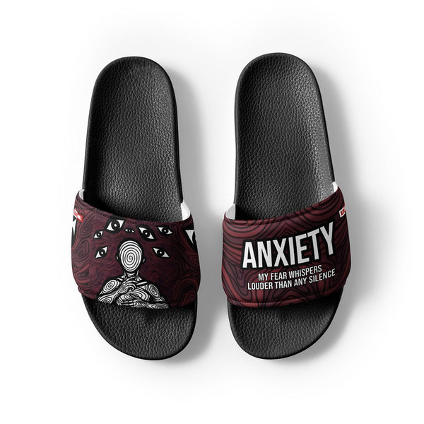 ILLTOCHILL Anxiety Awareness Women's Slides – Flat Front 2 (Anxiety Awareness Women's Slides)