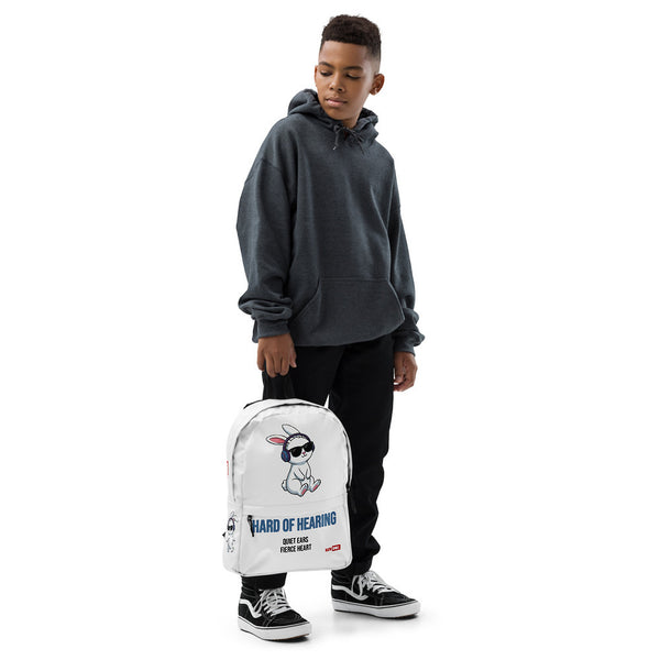 ILLTOCHILL Hard of Hearing Awareness Backpack – Boy's Front (Clear)