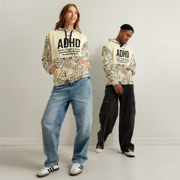 ILLTOCHILL Adhd Attention deficit awareness gift Unisex cotton hoodie – Duet Front (Black)