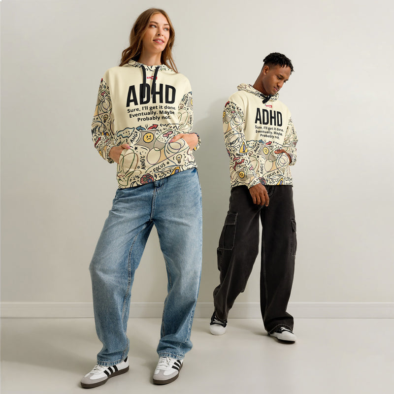 ILLTOCHILL Adhd Attention deficit awareness gift Unisex cotton hoodie – Duet Front (Black)