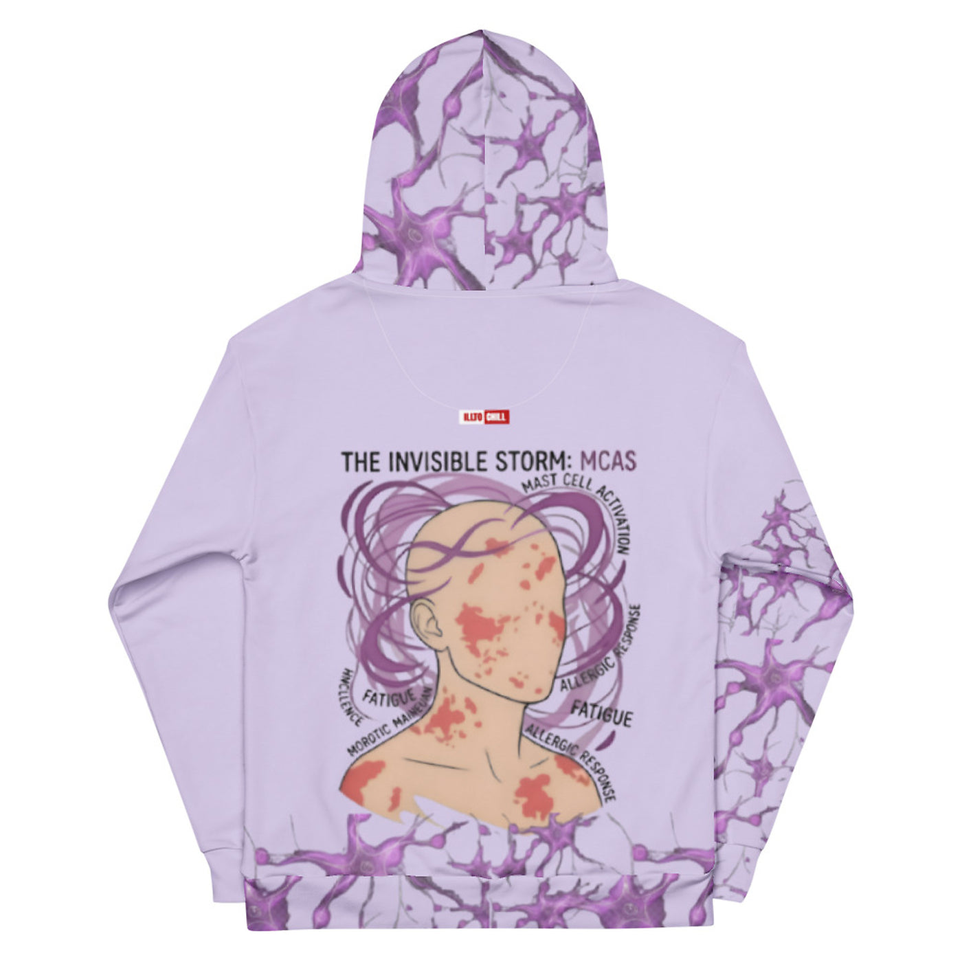 ILLTOCHILL MCAS awareness Mast cell activation syndrome gift heawyweight Unisex Hoodie – Flat Back (White)