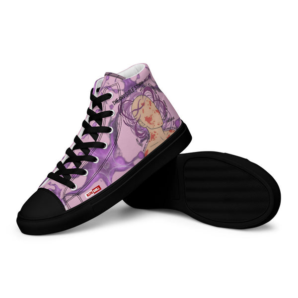 ILLTOCHILL MCAS Awareness Women's High Top Shoes – Flat 4 Left (Mcas Awareness Women's High Top Shoes)