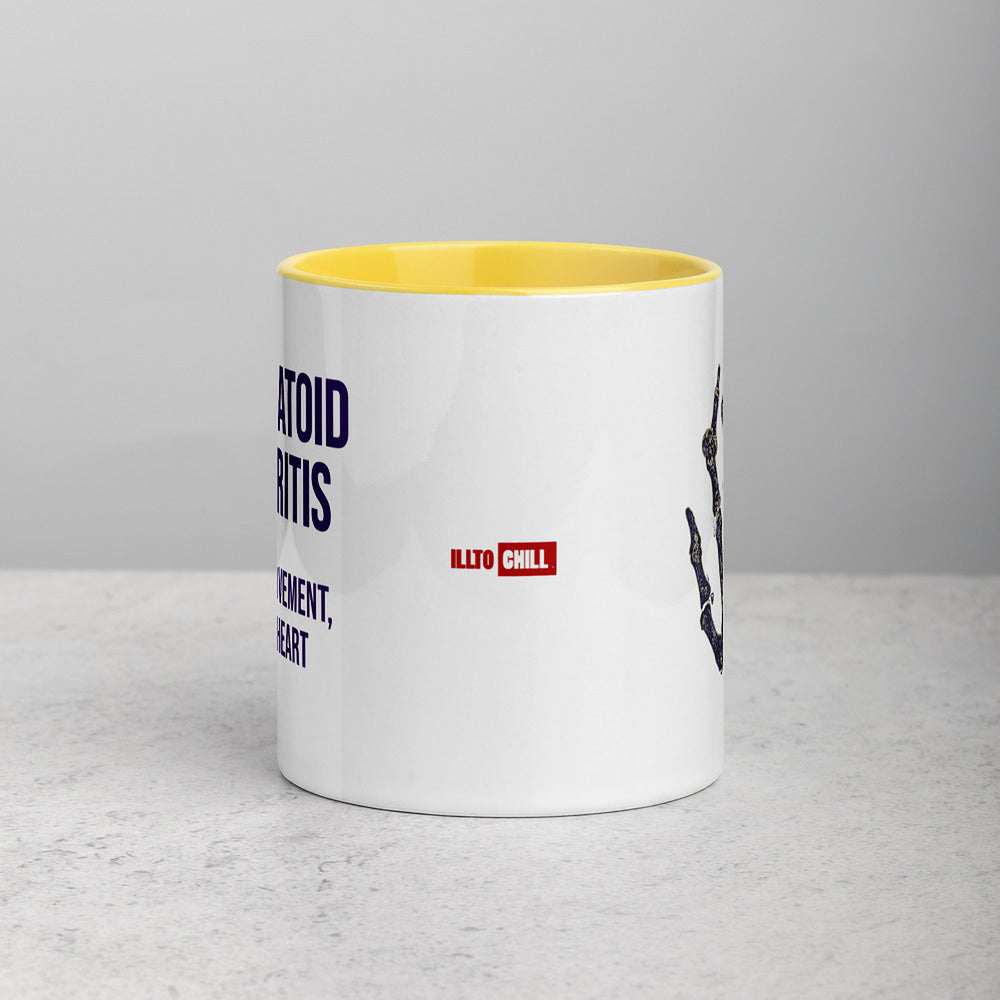 ILLTOCHILL RA awareness Rheumatoid Arthritis support gift Mug with Color Inside – Lifestyle 2 Front