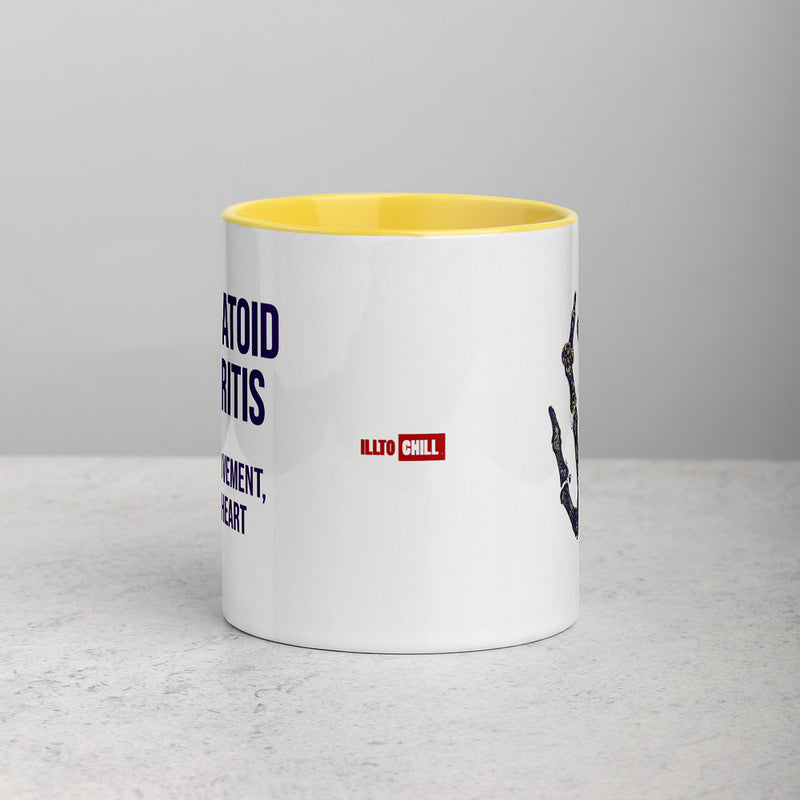ILLTOCHILL RA awareness Rheumatoid Arthritis support gift Mug with Color Inside – Lifestyle 2 Front