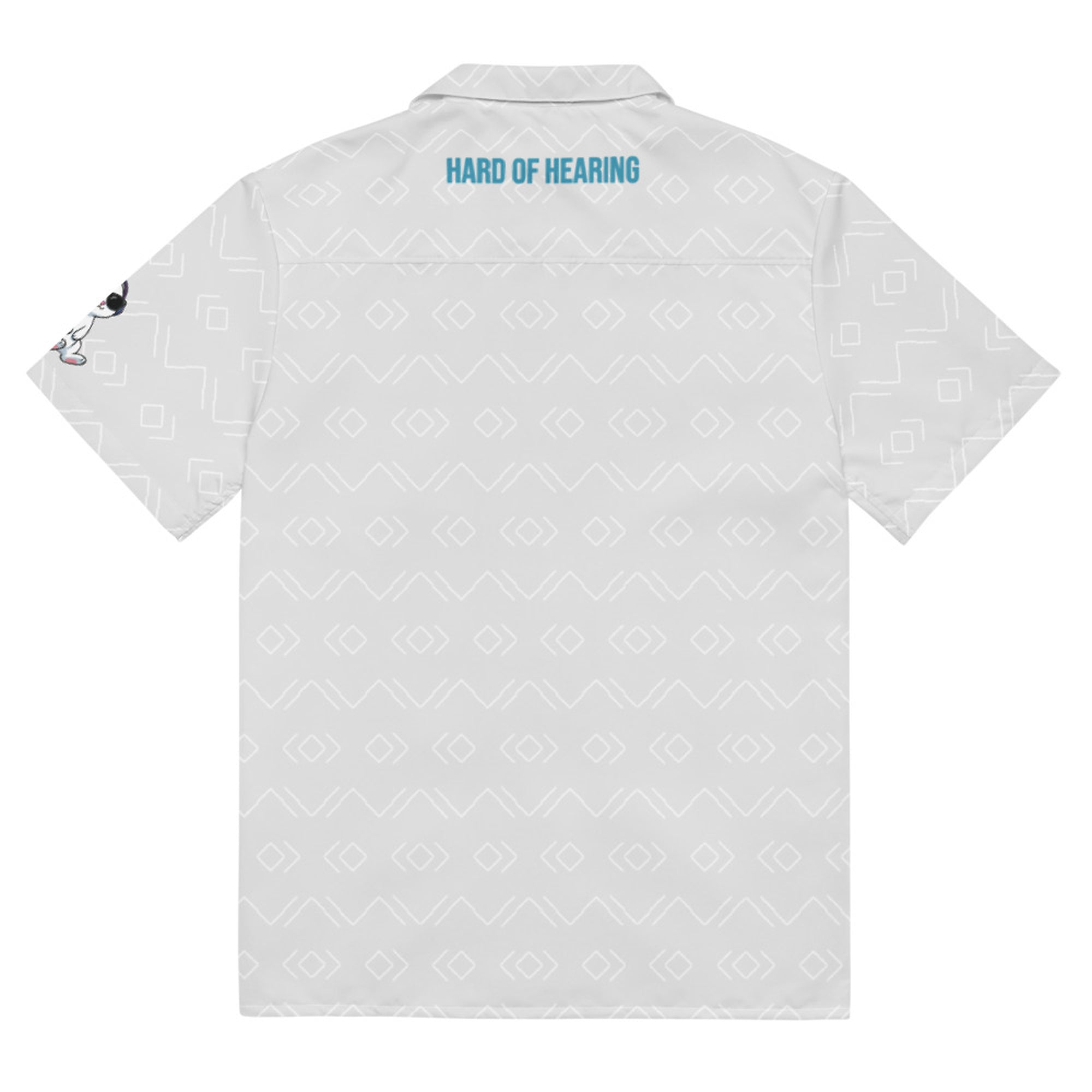 ILLTOCHILL Hard of Hearing awareness hearing impaired support Unisex button shirt – Flat Back (White)