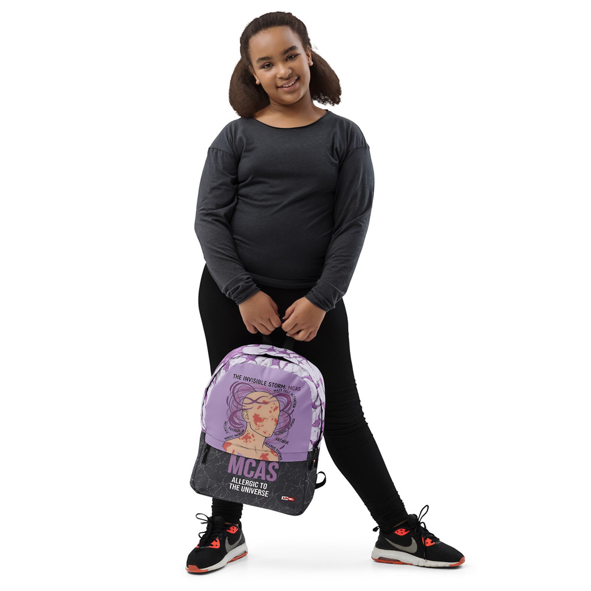 ILLTOCHILL MCAS Awareness Backpack – Girl's Front (Black)