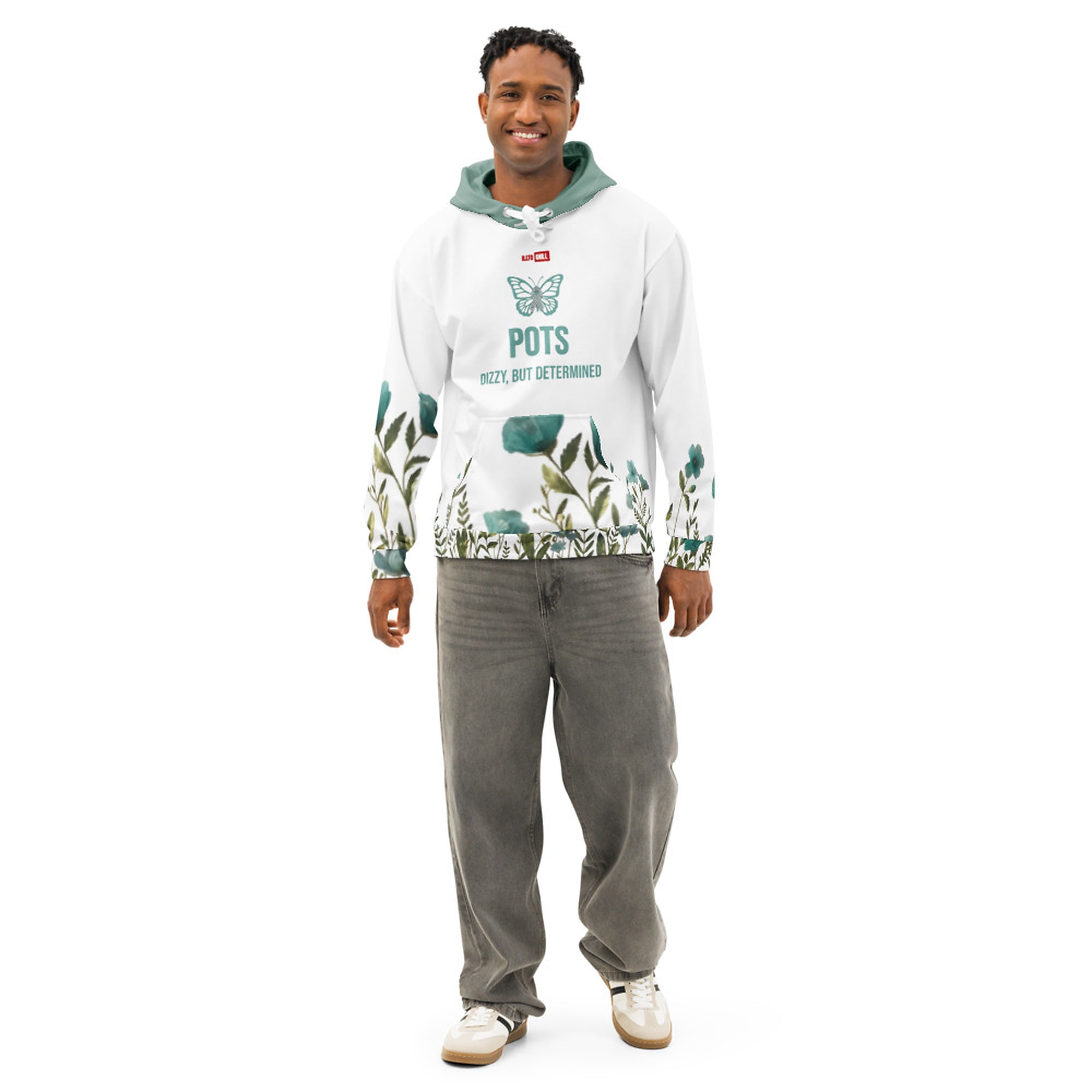 ILLTOCHILL POTS awareness gift Unisex cotton hoodie – Men's Front (White)