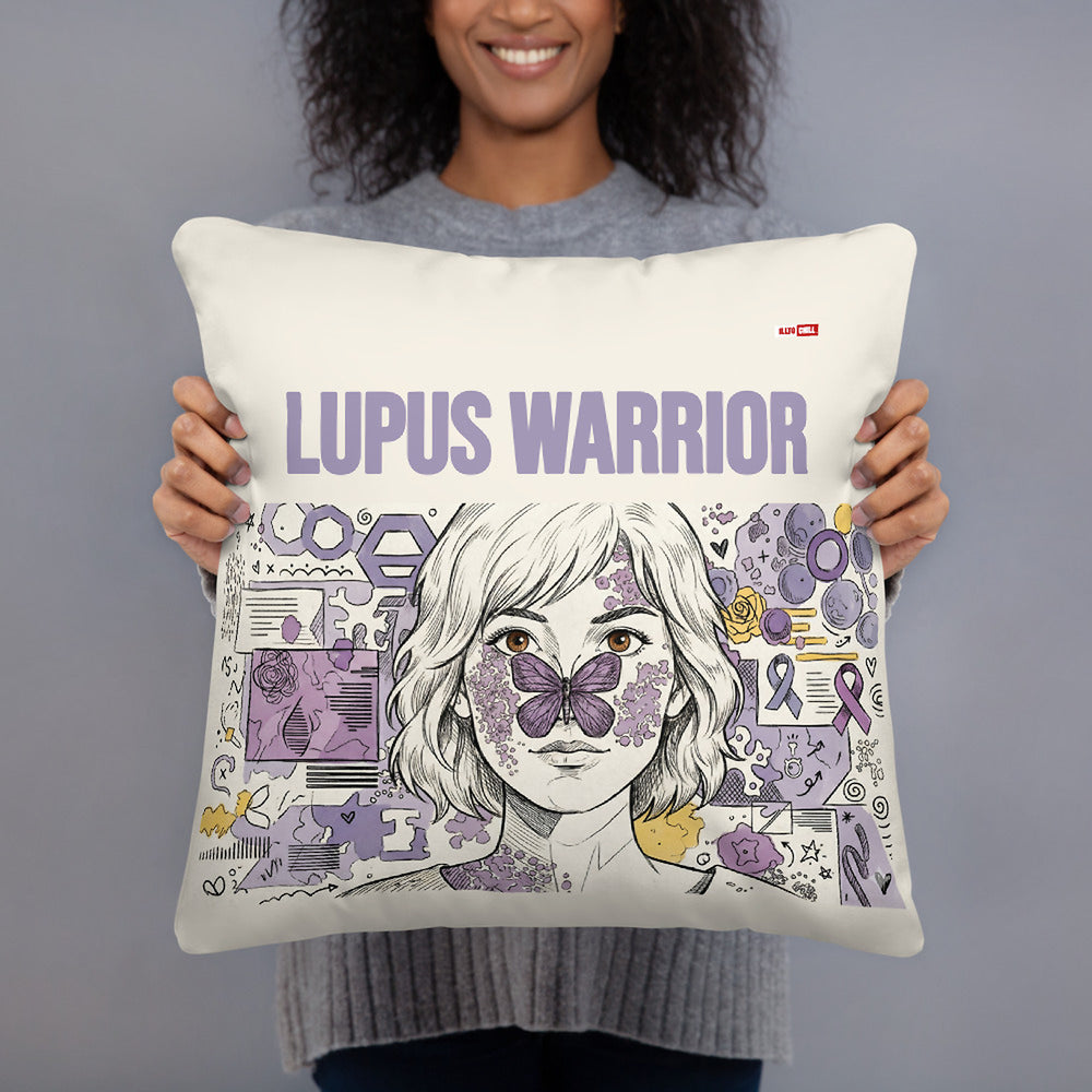 ILLTOCHILL Lupus Awareness Pillow – Person Front (White)