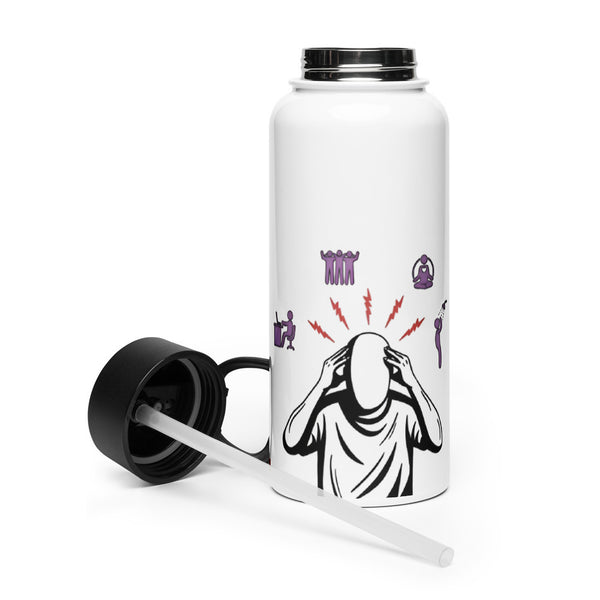 ILLTOCHILL Chronic Migraine awareness gift Stainless steel water bottle with a straw lid – Flat 2 Left