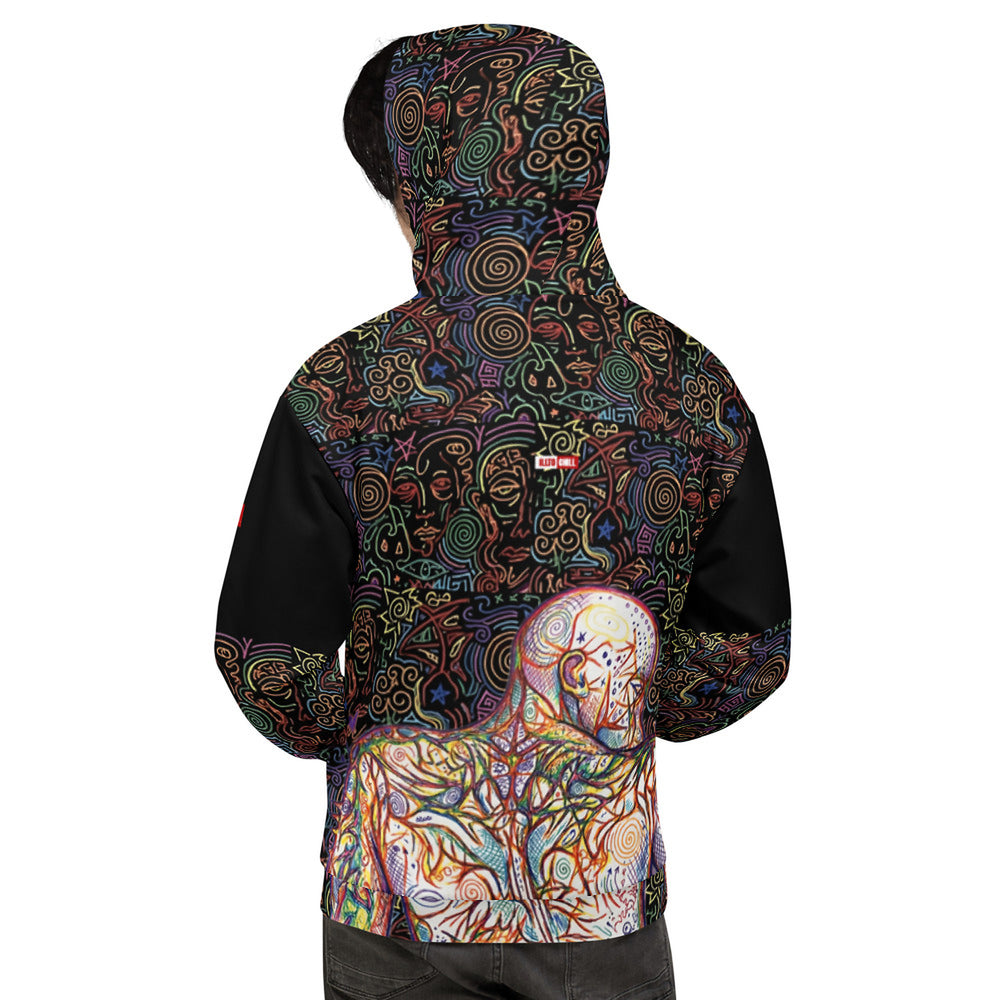 ILLTOCHILL Fibromyalgia awareness fibro gift heavyweight Unisex Hoodie – Men's Back (Black)