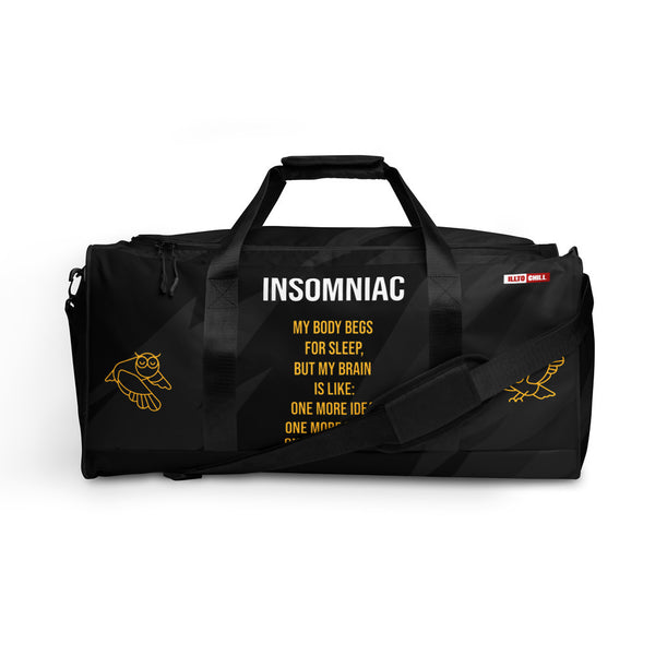 ILLTOCHILL Insomnia Night Owl  Duffle bag – Flat Front (Black)