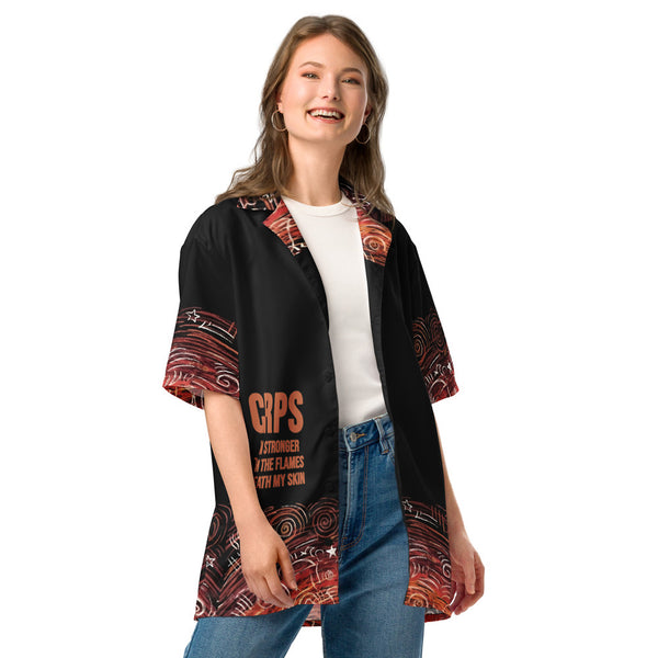 ILLTOCHILL CRPS awareness Complex Regional Pain Syndrome support Unisex button shirt – Women's 2 Front 2 (Black)